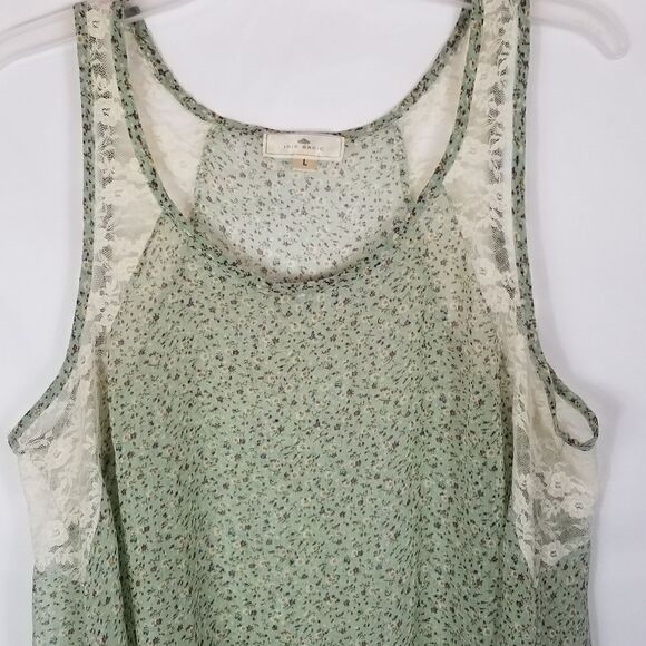 IRIS BASIC FLORAL PRINT WITH LACE HI-LOW HEM. SZ L - Picture 7 of 14